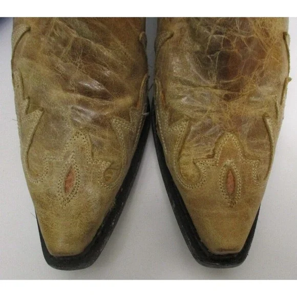 Corral Crackle Butterfly inlay Western Boots R2477 - turquoise tan 8 M snip toe